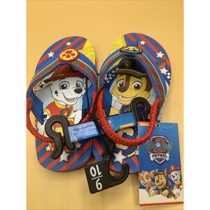 NWT Nickelodeon PAW PATROL Blue Flip Flops Sandals w/Strap Toddler Boys 9/10